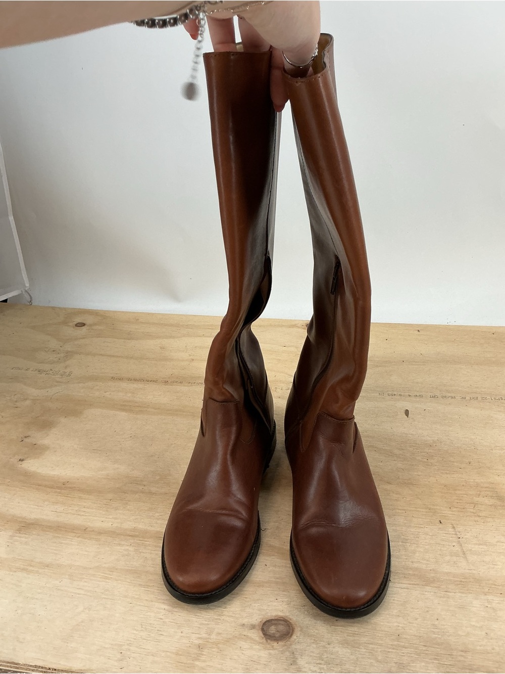 Fab Tall Brown Leather Riding Boots Size 38